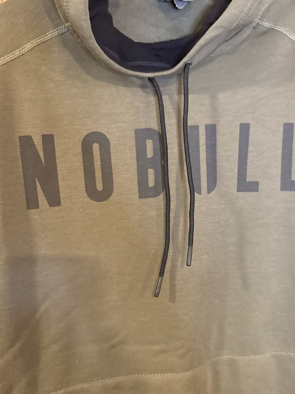 NOBULL Olive Green Men's Hooded Pullover with Black Logo - Picture 3 of 5